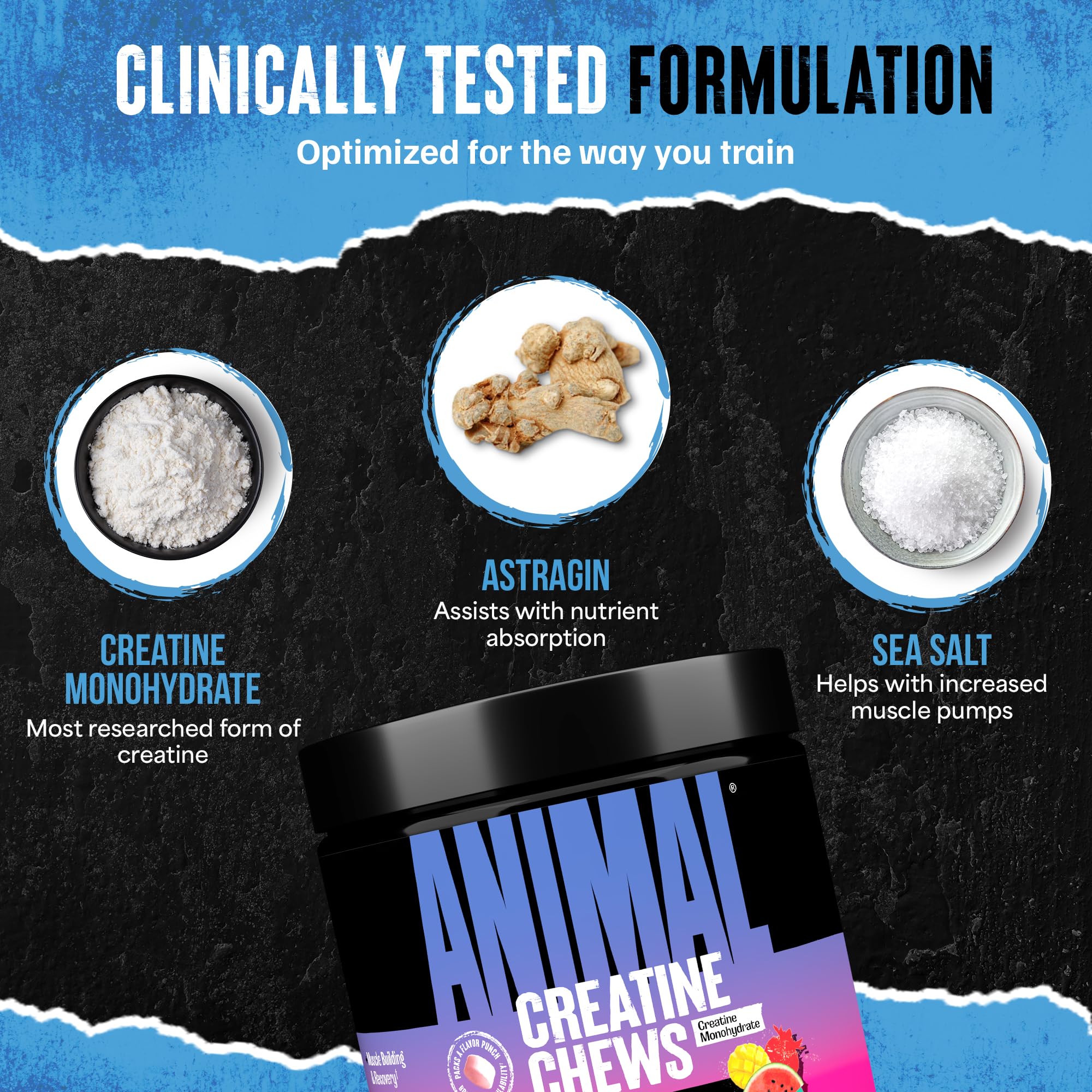 Animal Creatine Chews grape flavour side view