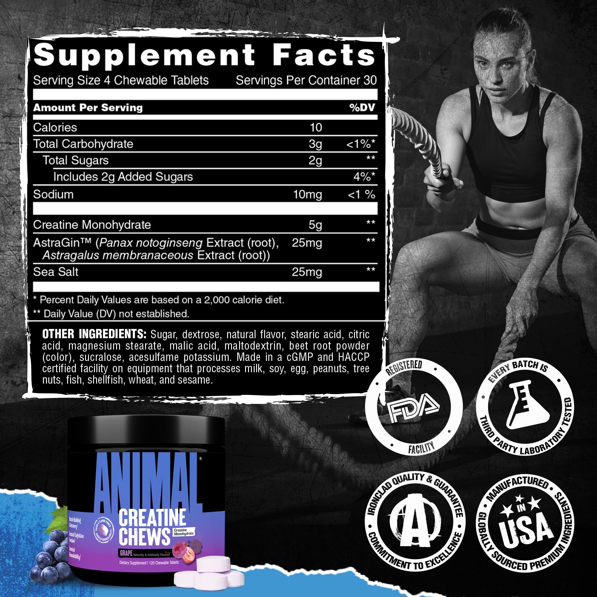 Animal Creatine Chews on a training mat