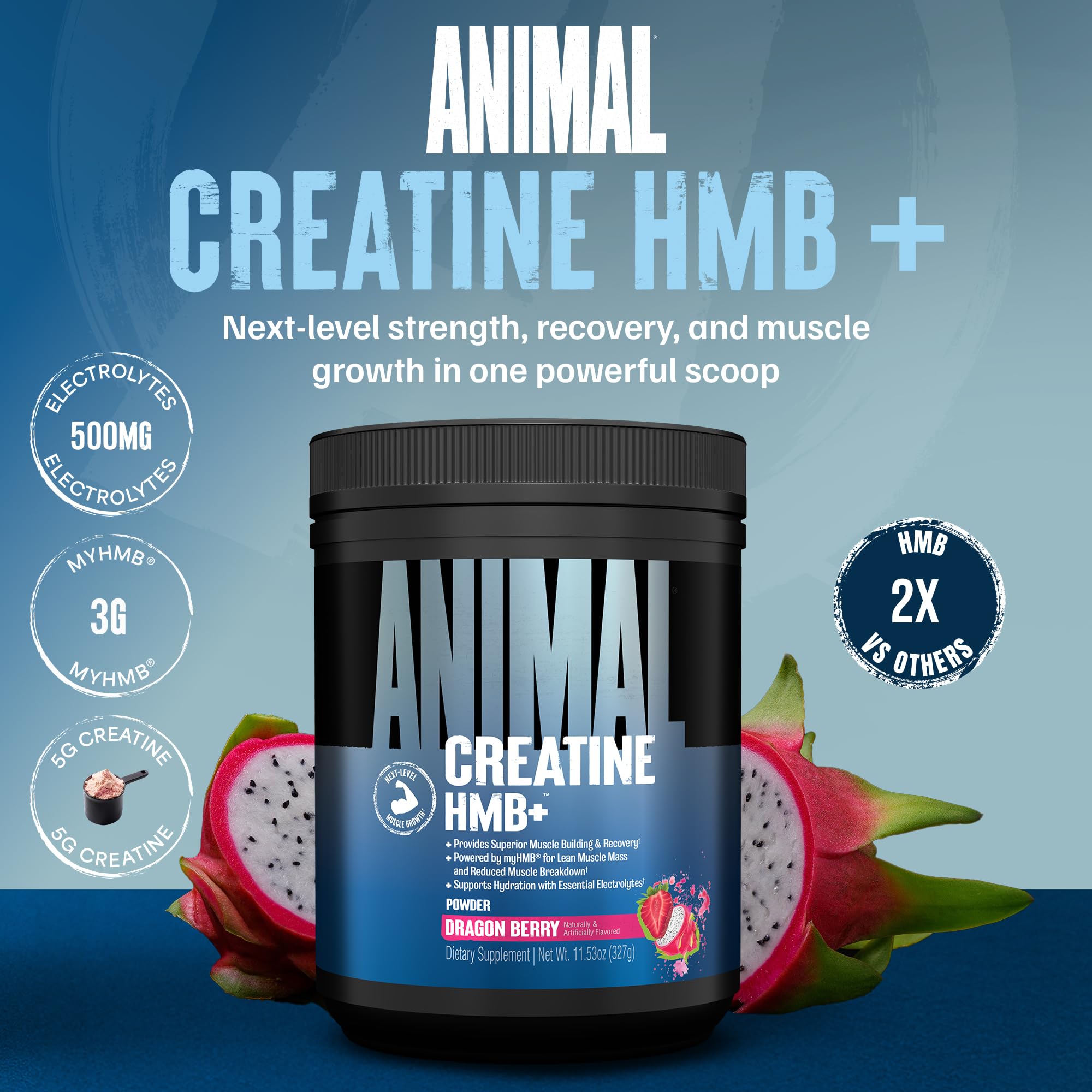 Animal Creatine HMB+ 327g Dragon Berry packaging