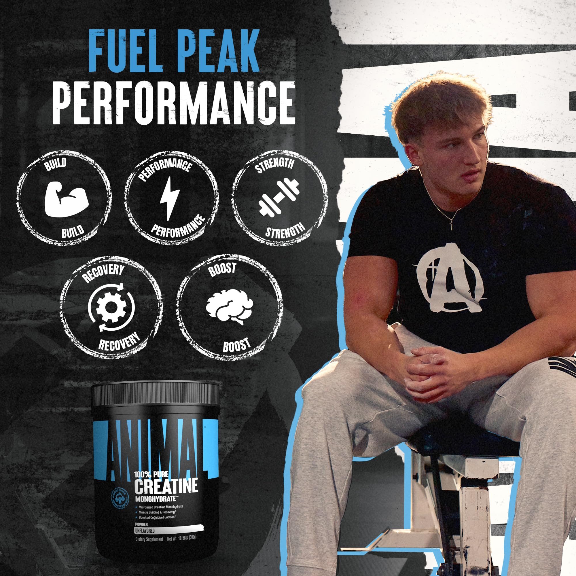 Animal Creatine Monohydrate 300g mixed in a glass of water
