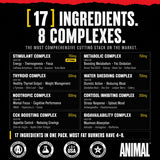 Animal Cuts fat burner ingredients list on packaging