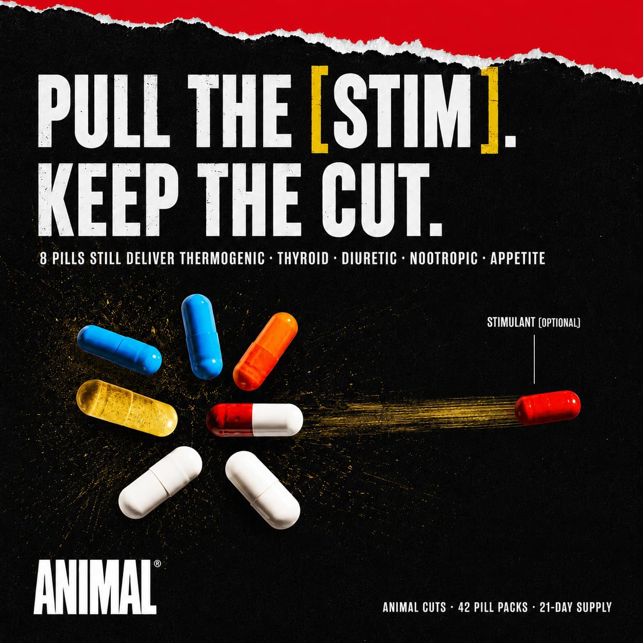 Animal Cuts fat burner supplement in gym bag