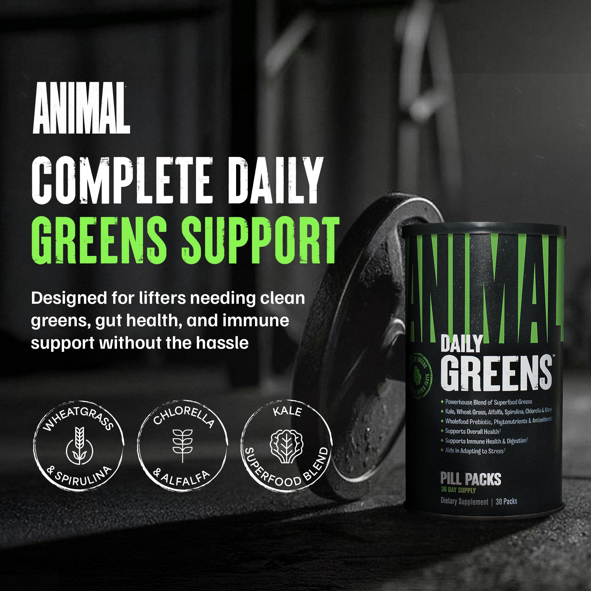 Animal Daily Greens supplement capsules and tablets