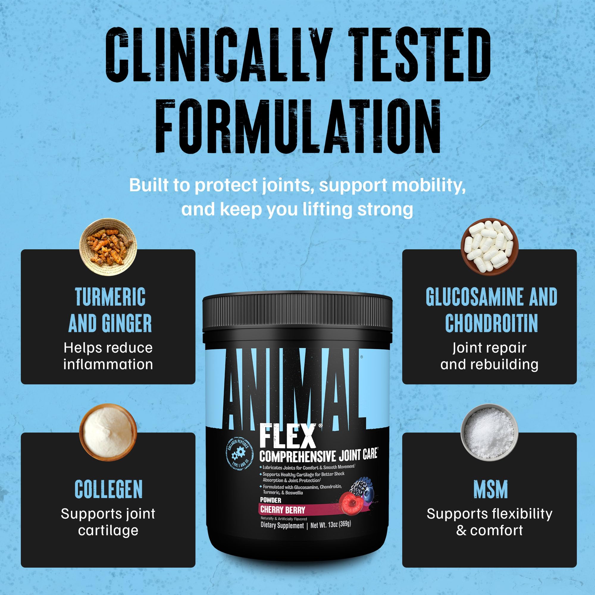 Animal Flex Joint Support Supplement 363g powder packaging