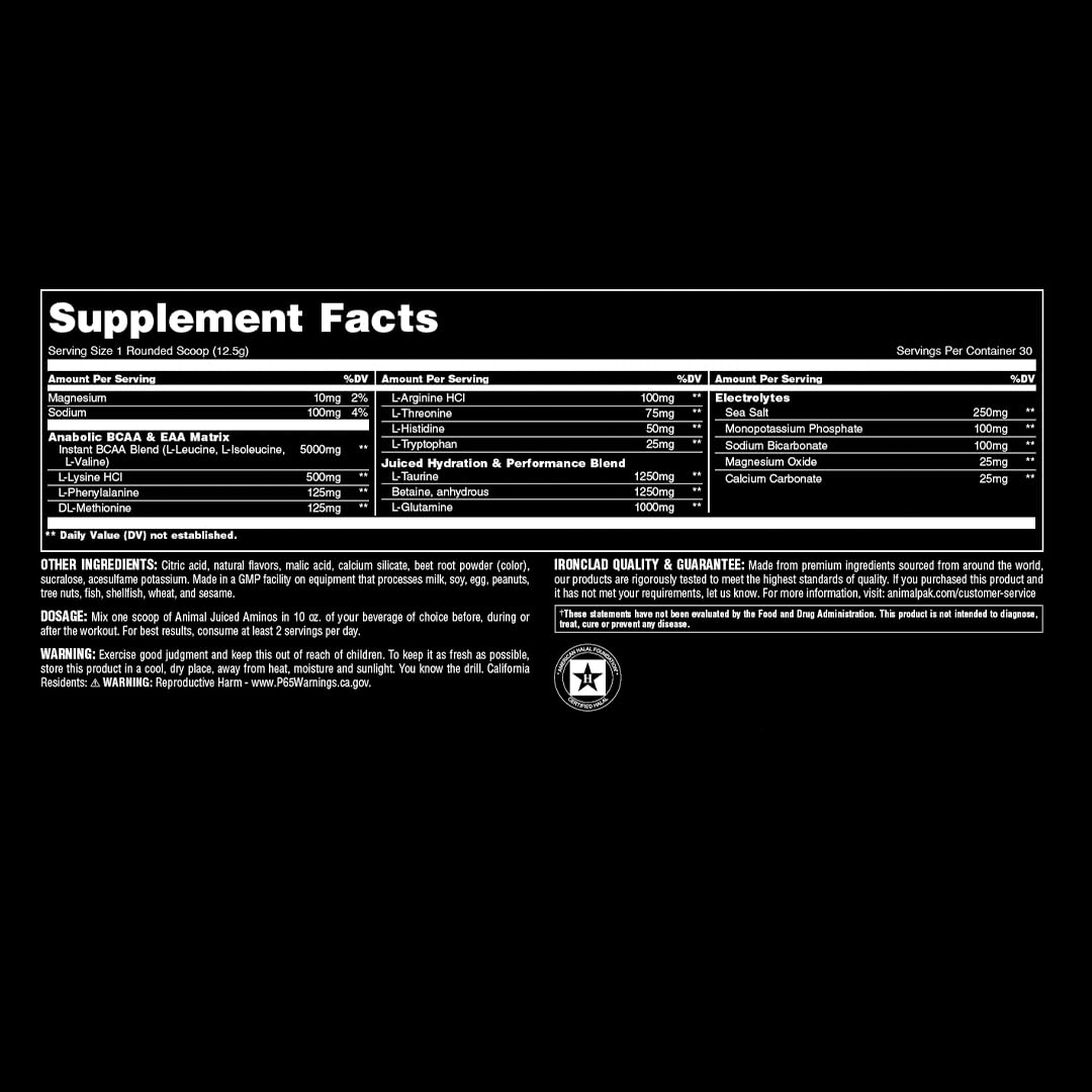 Animal Juiced Aminos + Hydration BCAA EAA Powder packaging