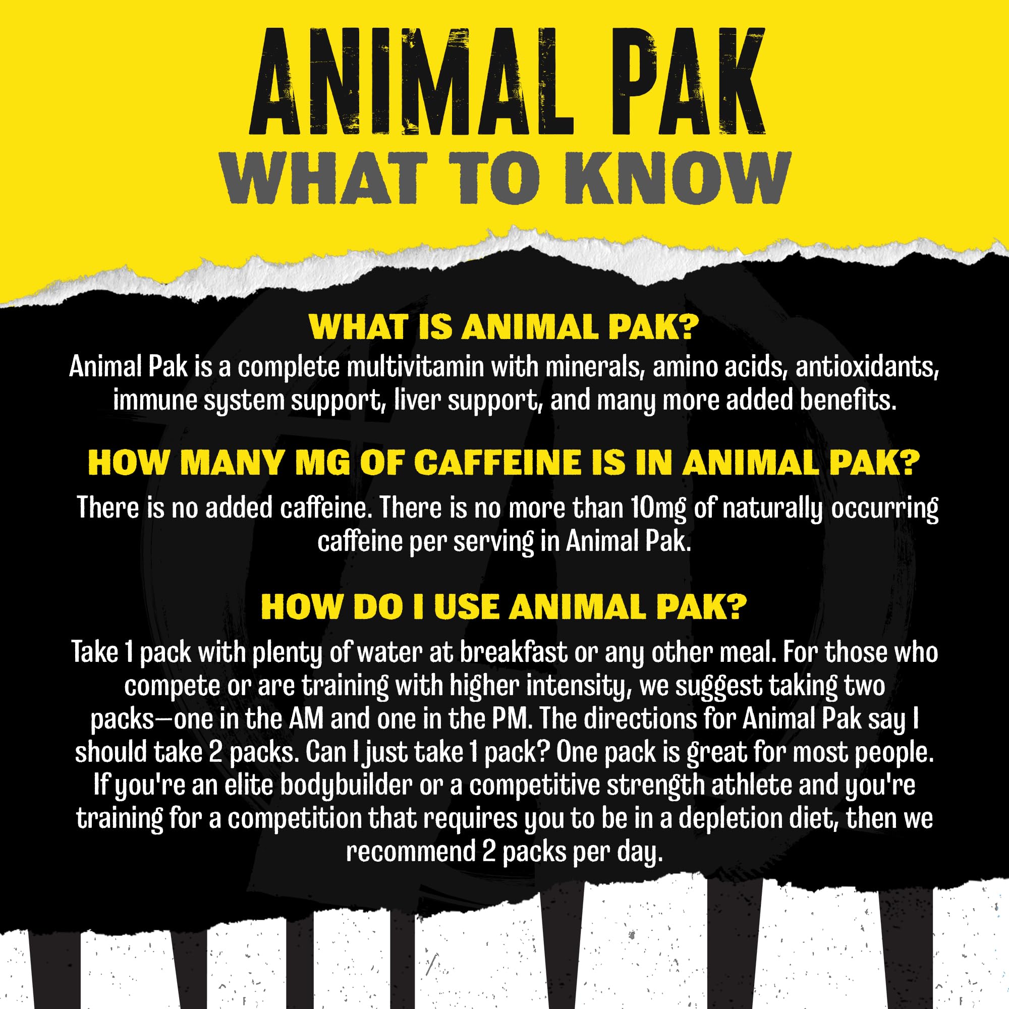 Animal Pak ingredients list close-up