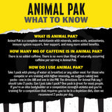 Animal Pak ingredients list close-up