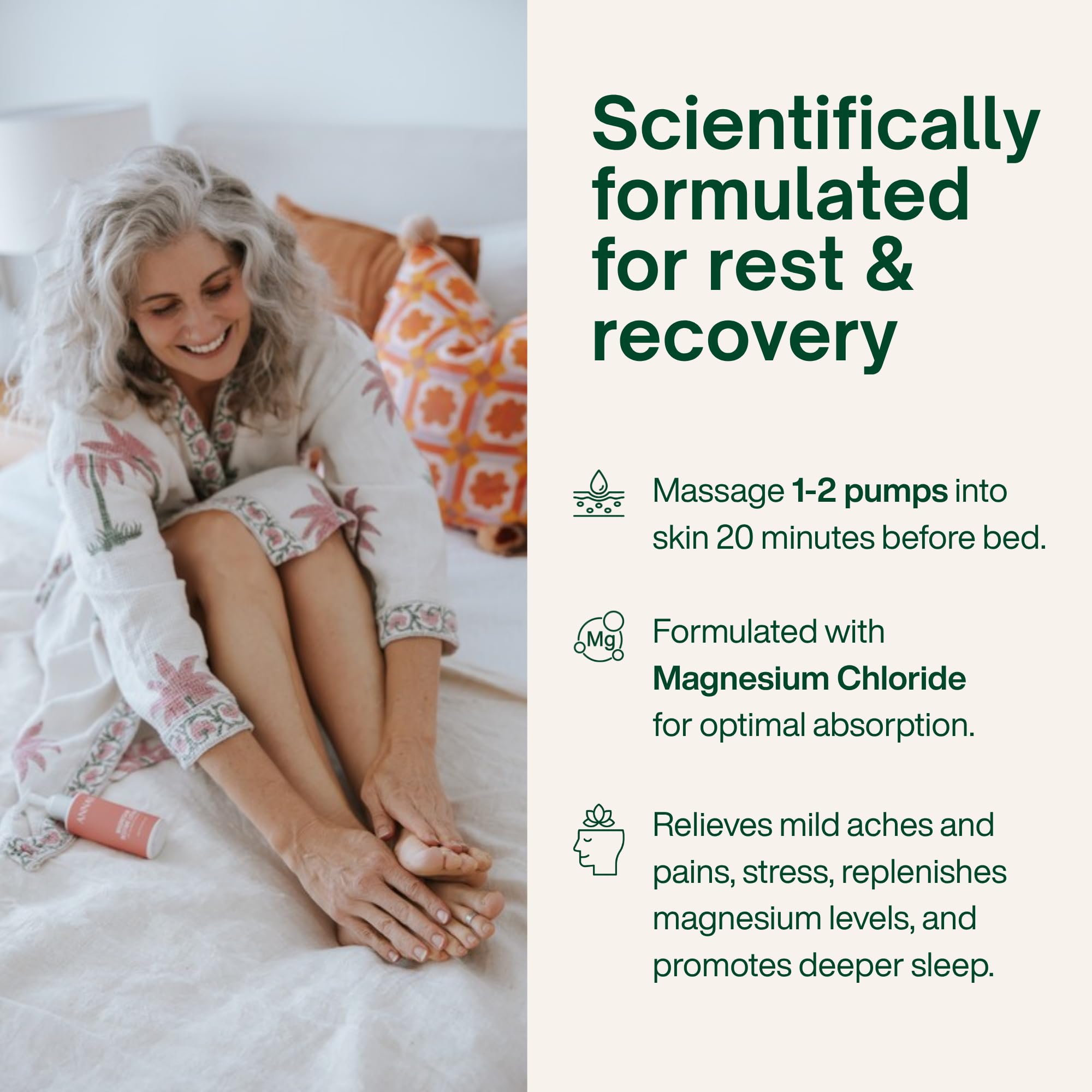 ANNA'S Magnesium Bedtime Lotion 250ml application on skin