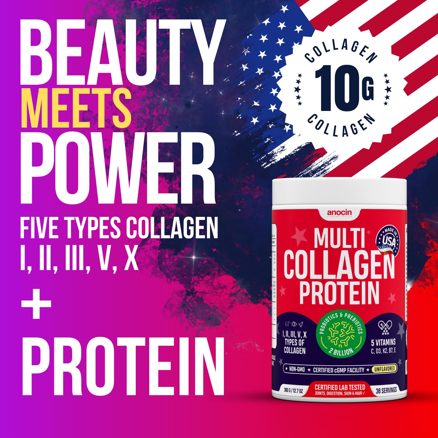 anocin Multi Collagen Powder 449g packaging