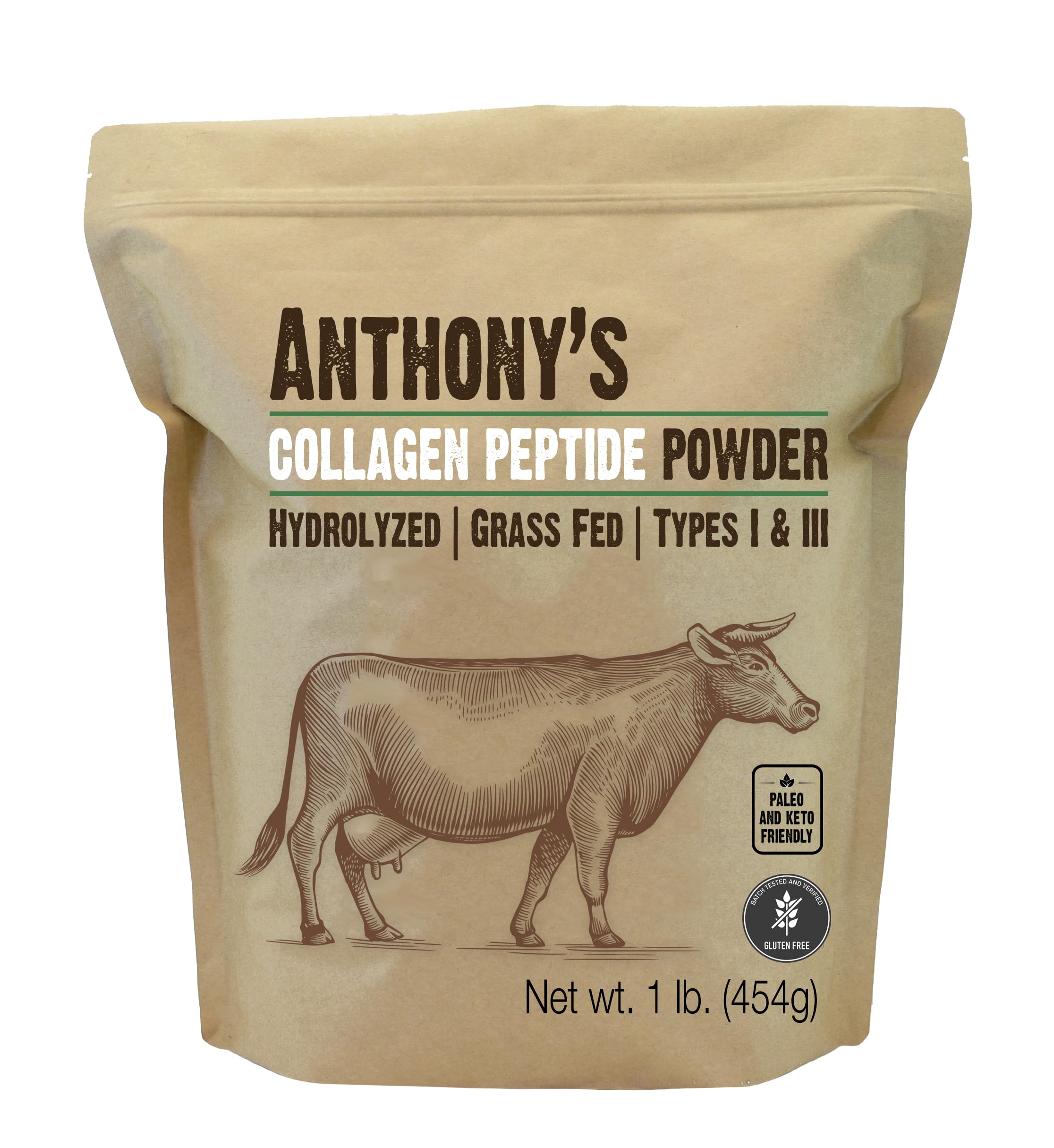 Anthony's Collagen Peptide Hydrolysate 454g front view