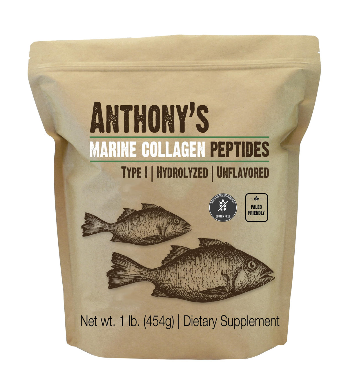 Anthony's Hydrolyzed Fish Collagen 454g front view