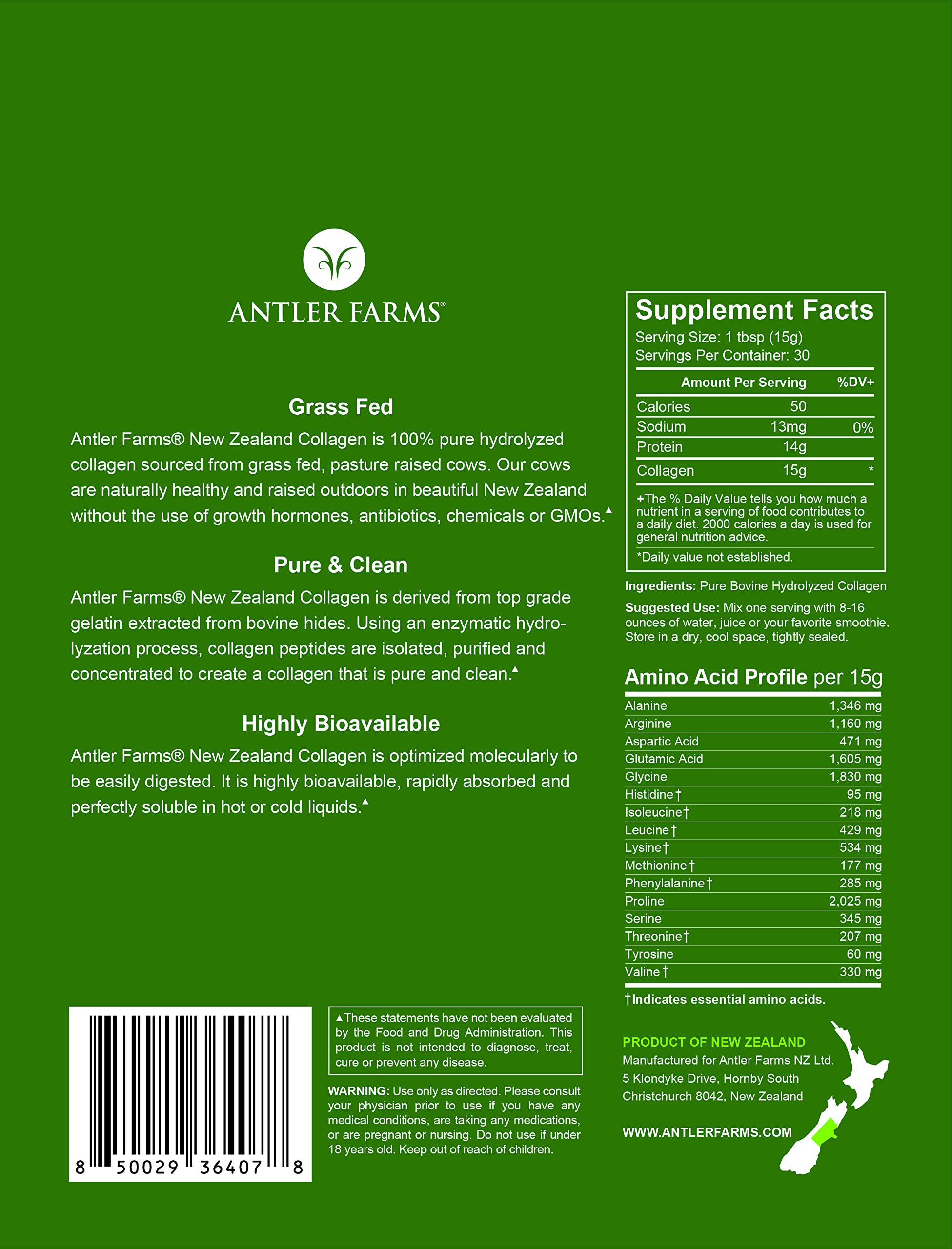 Antler Farms Collagen Powder 431g close-up of powder texture