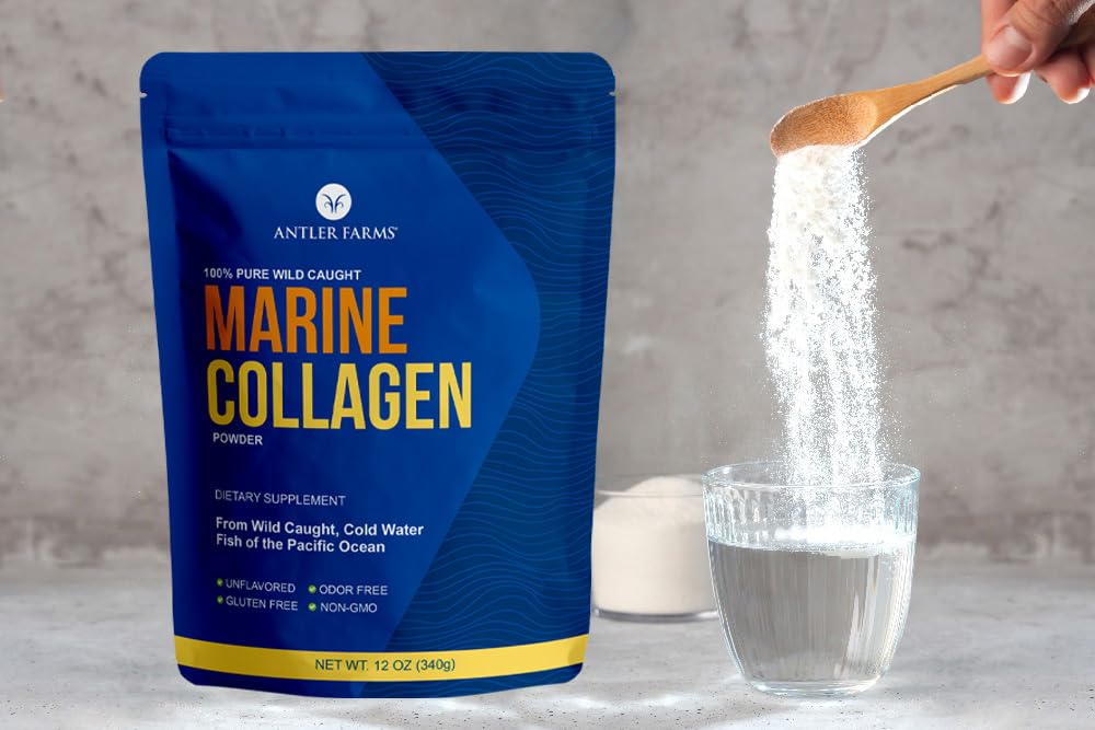 Antler Farms Marine Collagen Powder scoop and powder