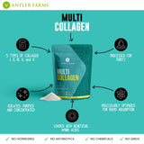 Antler Farms Multi Collagen Protein Powder lifestyle scene with ingredients