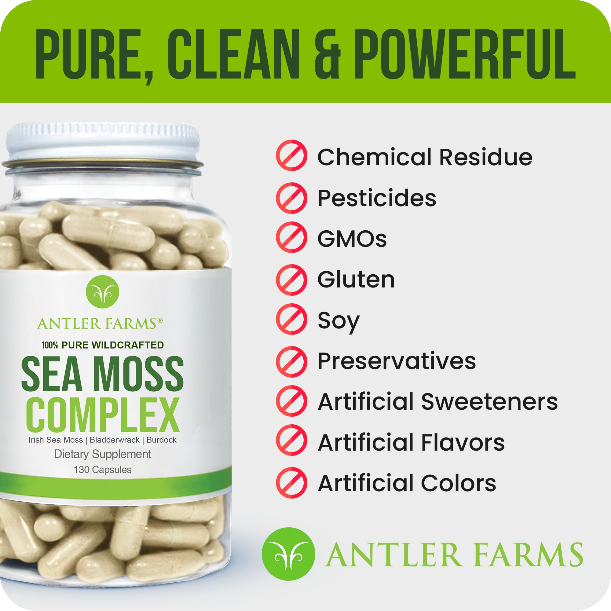 Antler Farms Sea Moss Complex nutritional information