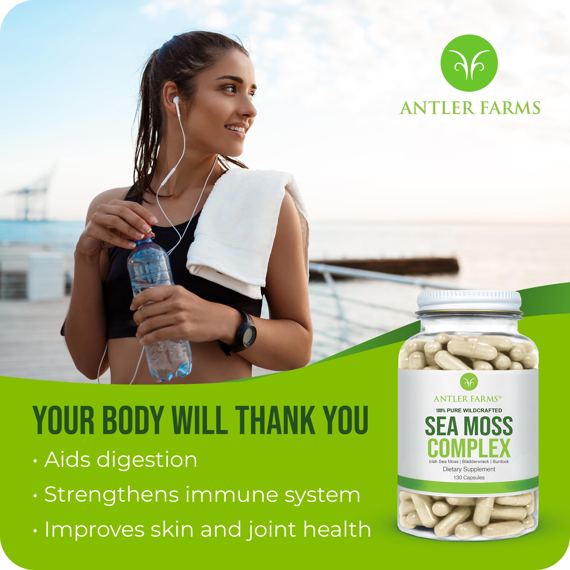 Antler Farms Sea Moss Complex with measuring scoop