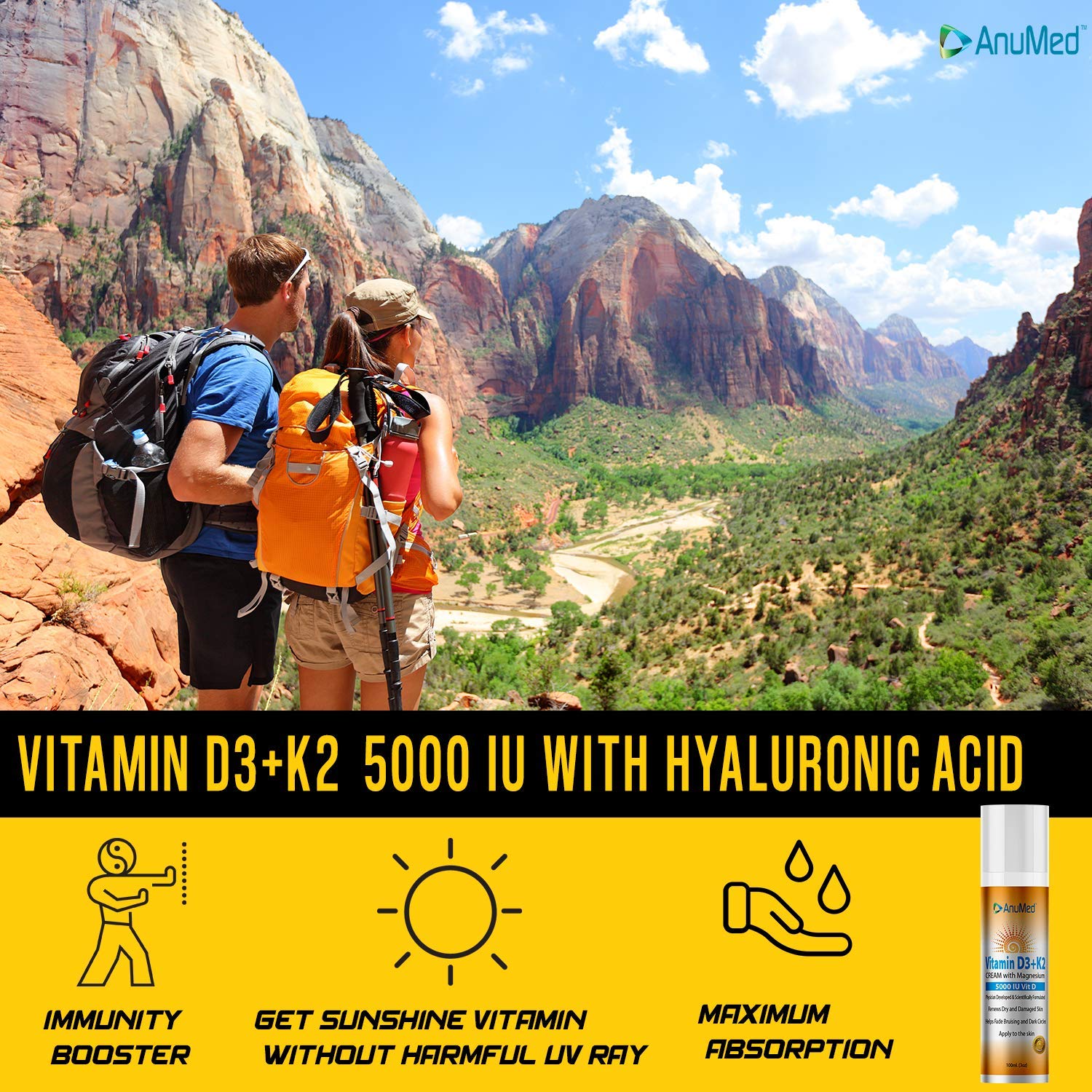 AnuMed International Vitamin D3 + K2 Cream 127g application