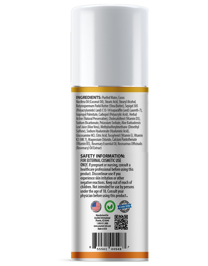 AnuMed International Vitamin D3 + K2 Cream 127g back view