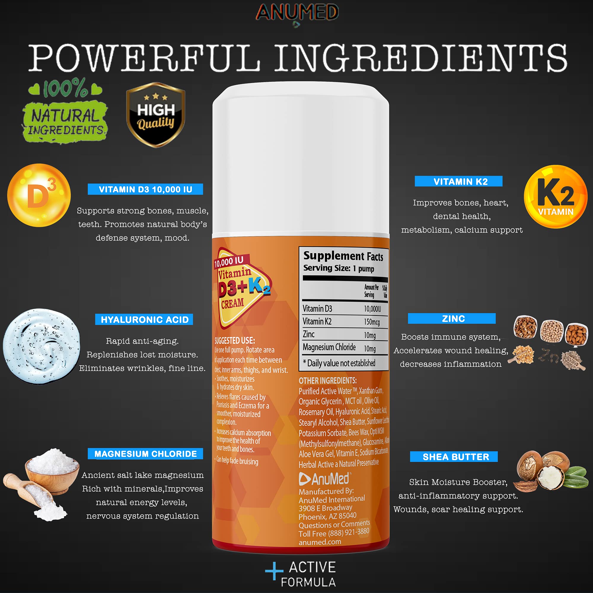 AnuMed International Vitamin D3 + K2 Cream 57g application on skin