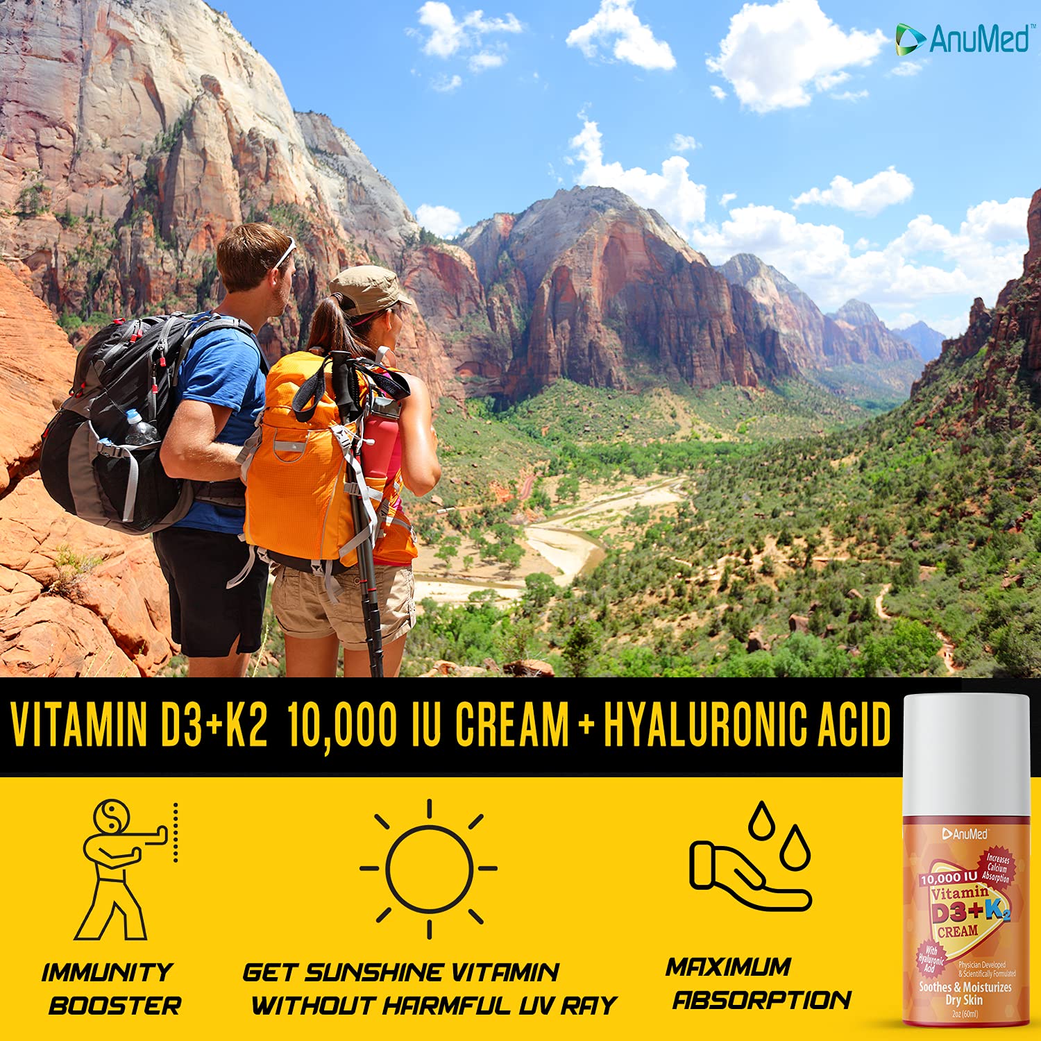 AnuMed International Vitamin D3 + K2 Cream 57g side view