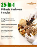 Anven Health 25-in-1 Mushroom Complex Liquid Tincture label close-up