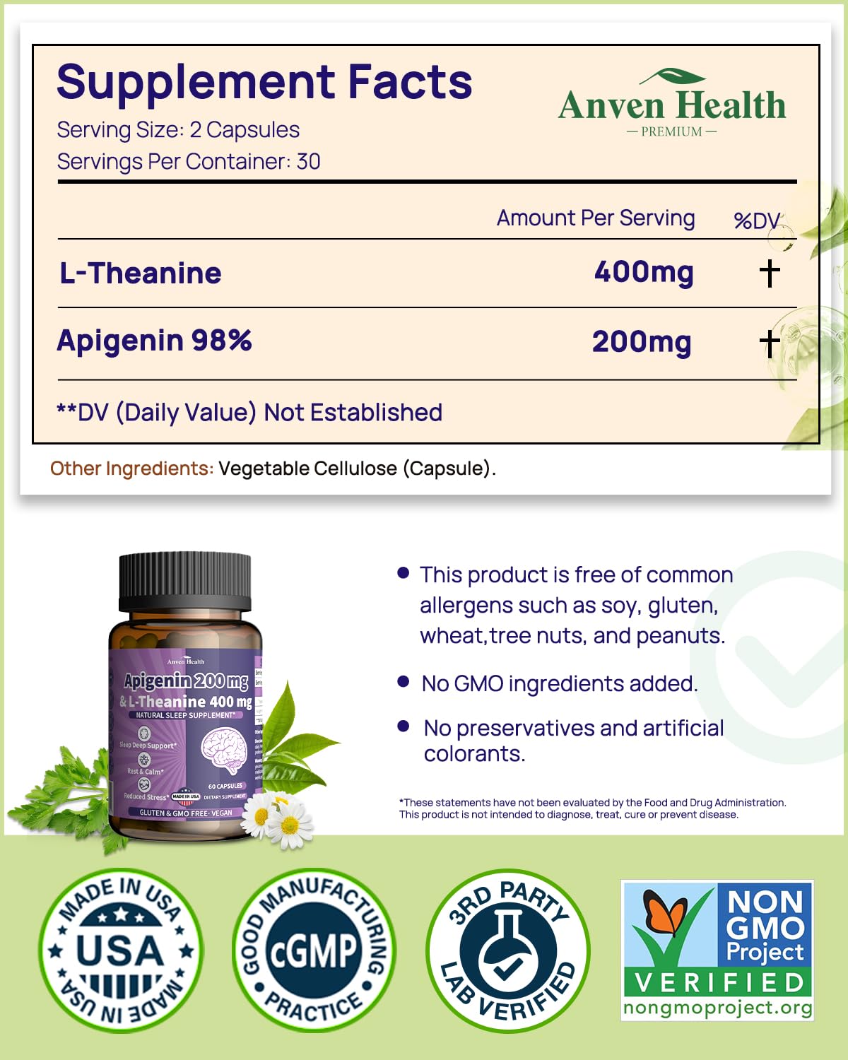 Anven Health Capsules back view with ingredient list