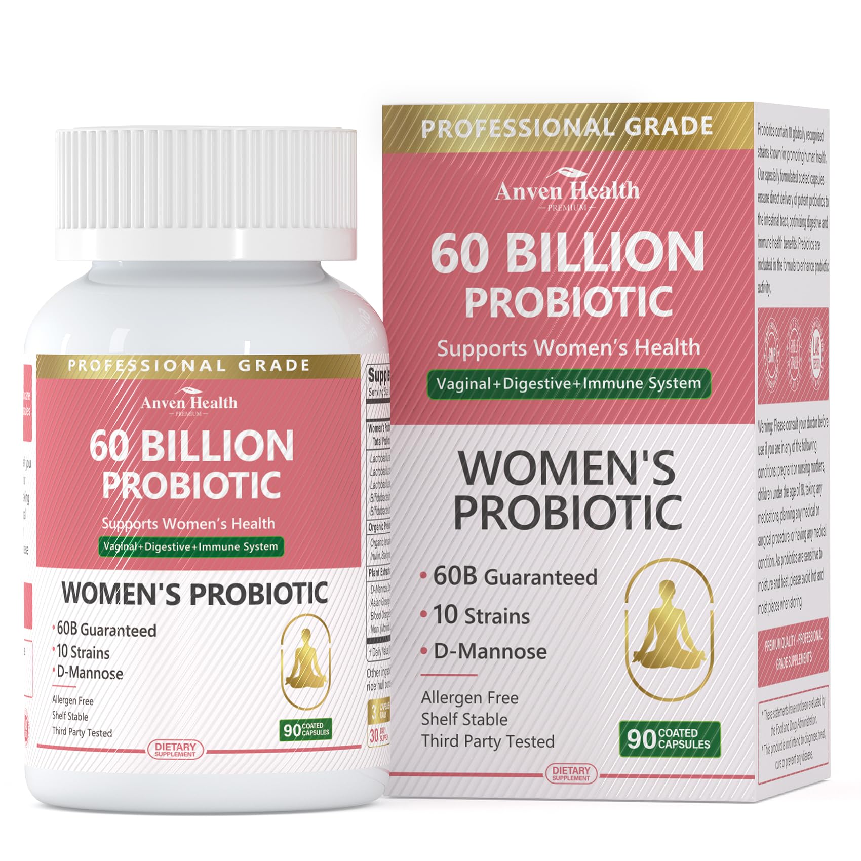 Anven Health Probiotics bottle front view with 60 billion CFU