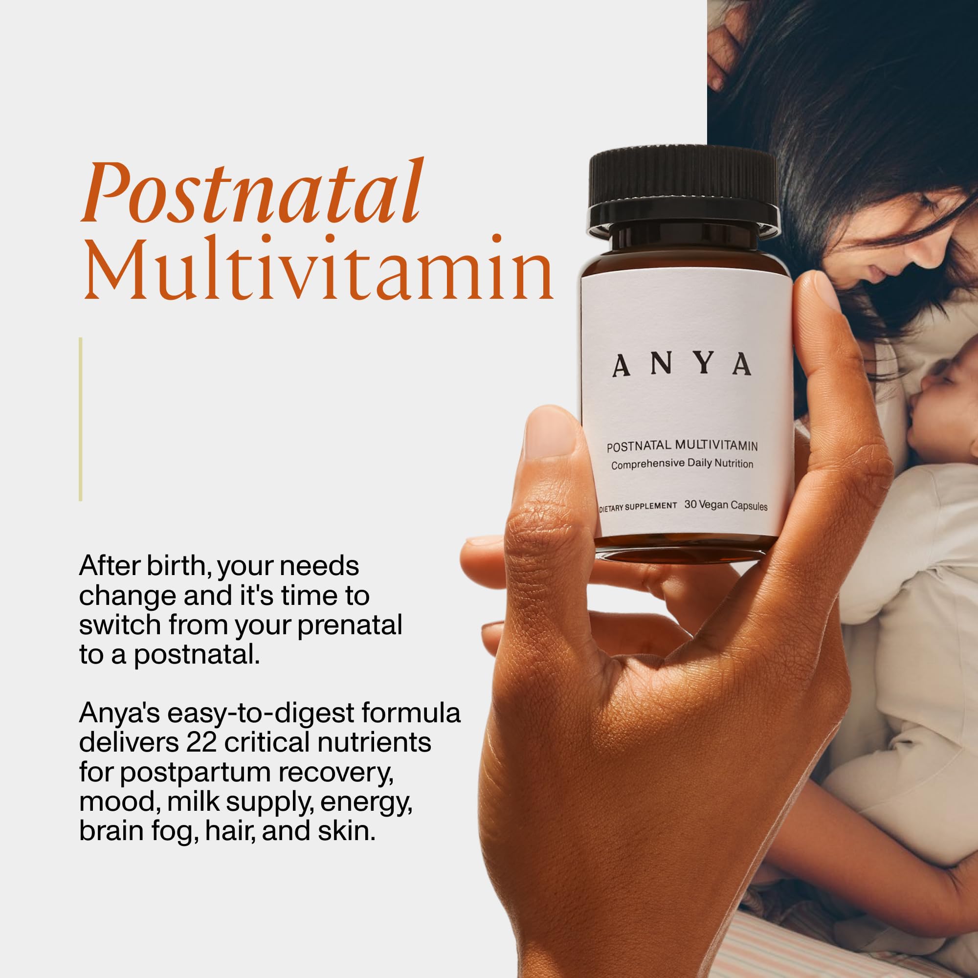 ANYA Postnatal Multivitamin bottle with label