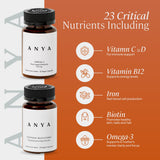 ANYA Postnatal Multivitamin side view with dosage information