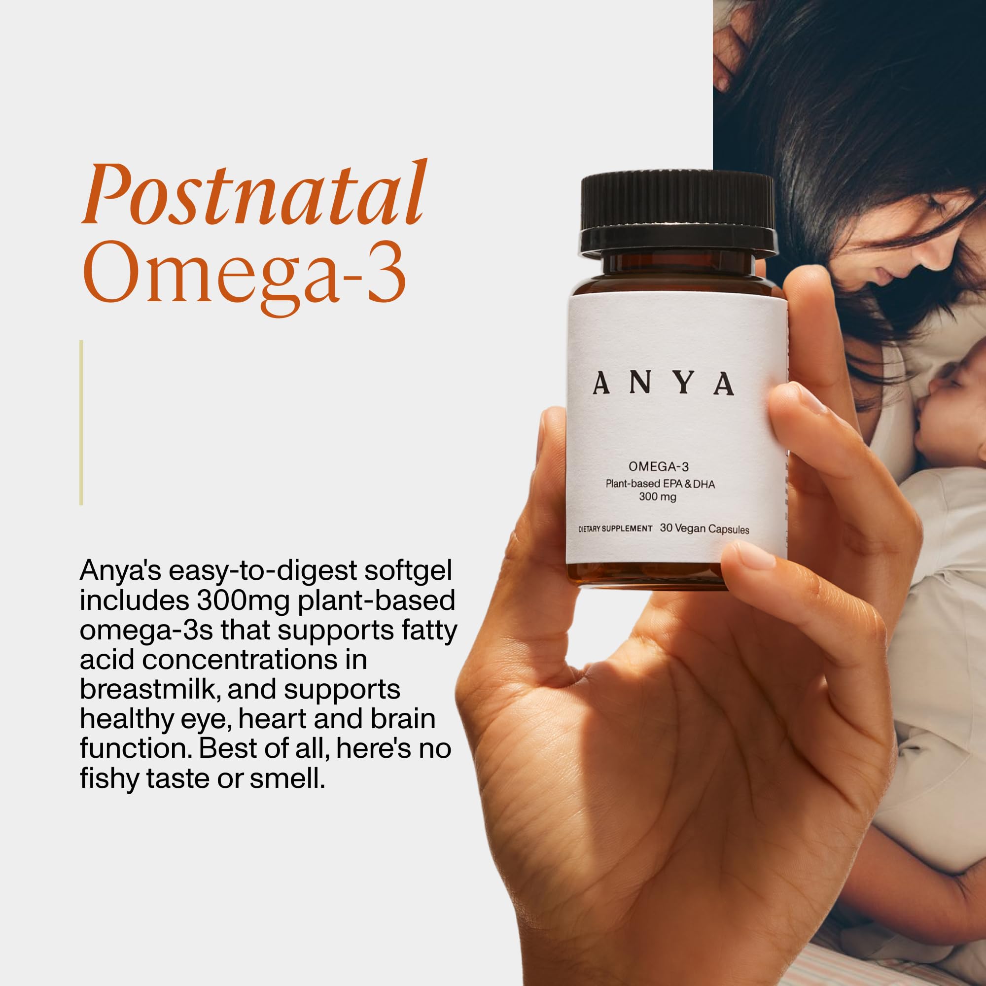 ANYA Vegan Omega-3 Prenatal Vitamins packaging side view