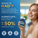 Anyglory NAD+ Supplement 500mg Resveratrol bottle with a green plant background