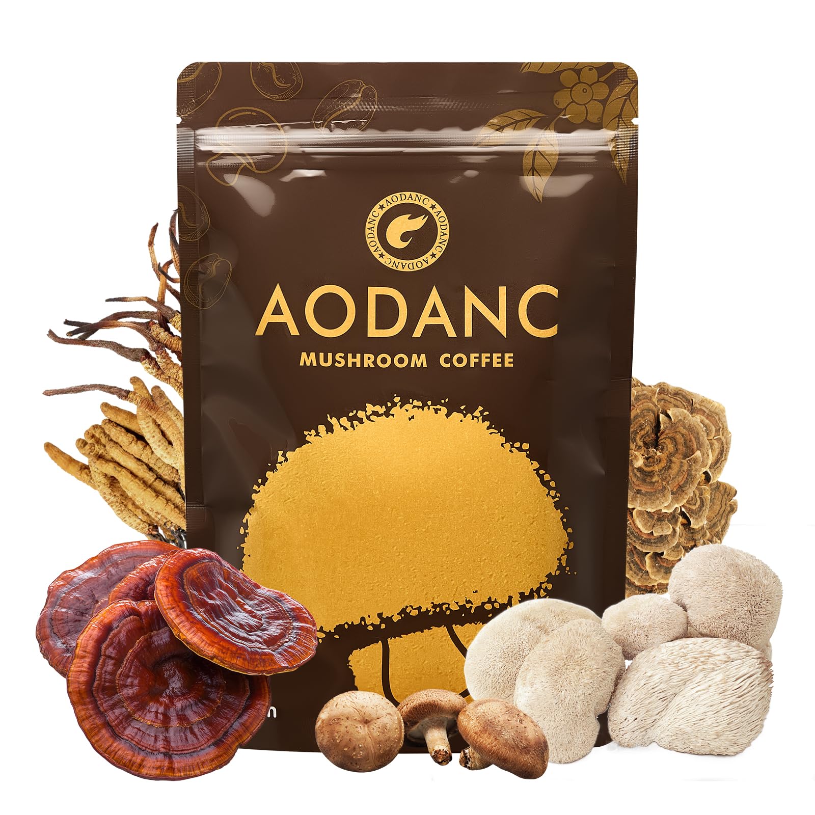 AODANC Mushroom Coffee 180g front view with packaging