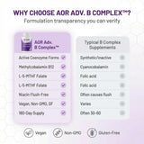 AOR Advanced B Complex 1000mcg B12 capsules on a table