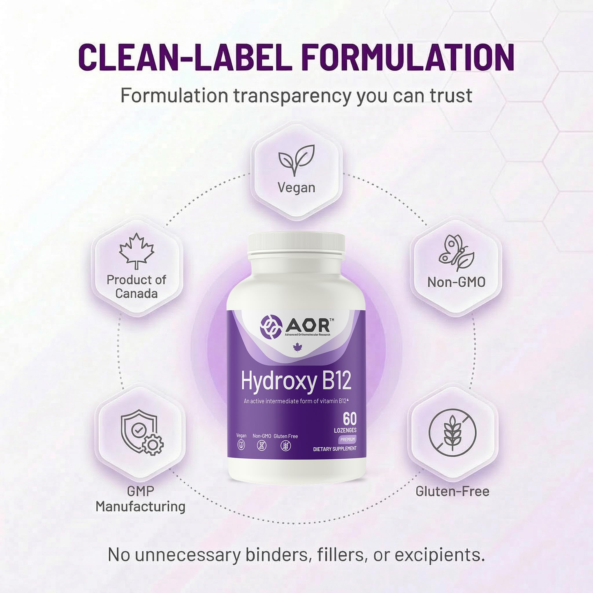 AOR Hydroxy B12 Lozenge on a wooden table