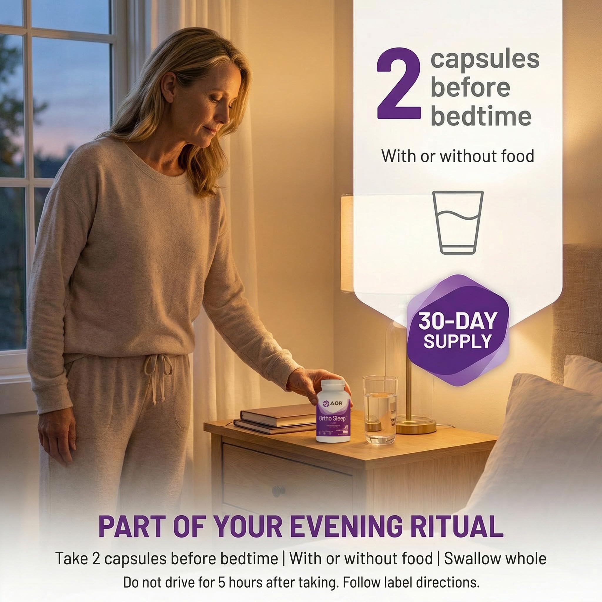 AOR Ortho Sleep Capsules with a measuring spoon for dosage