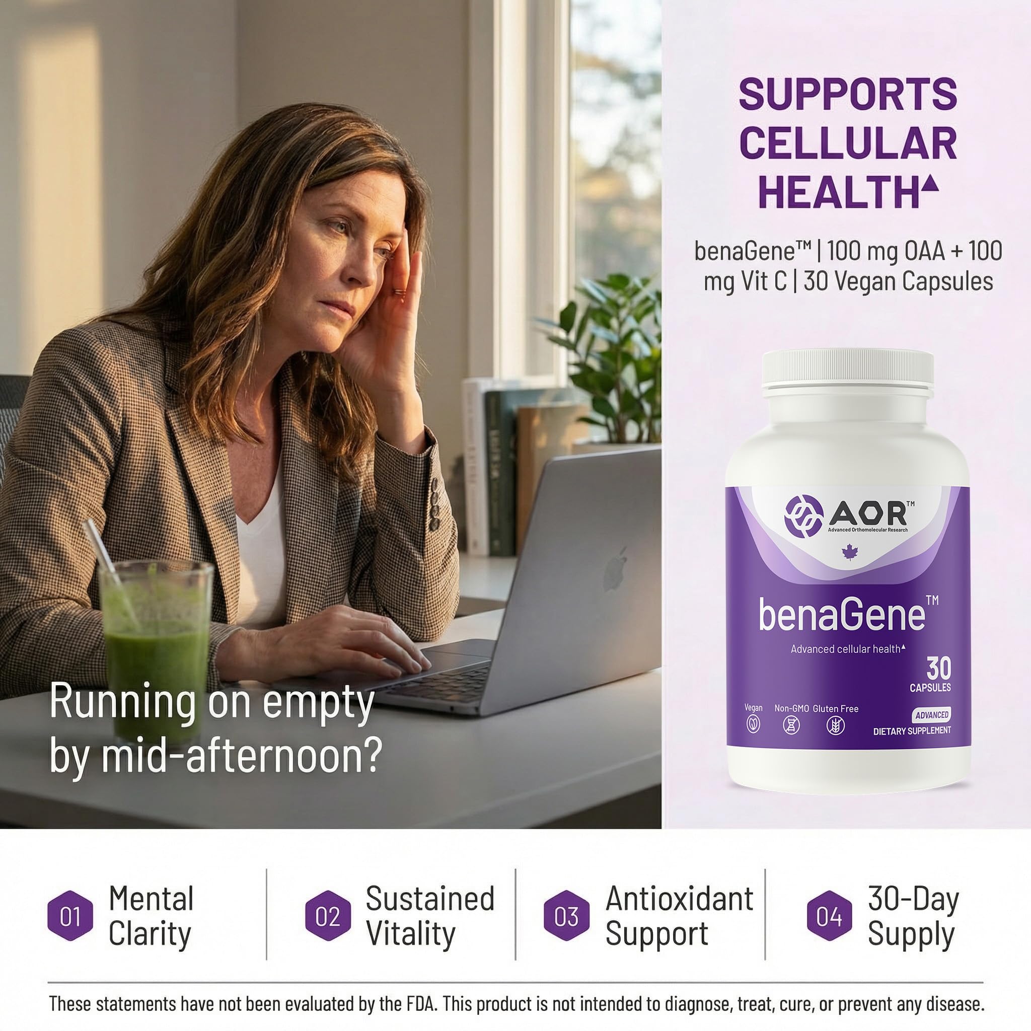 AOR Oxaloacetate 100mg capsules side view