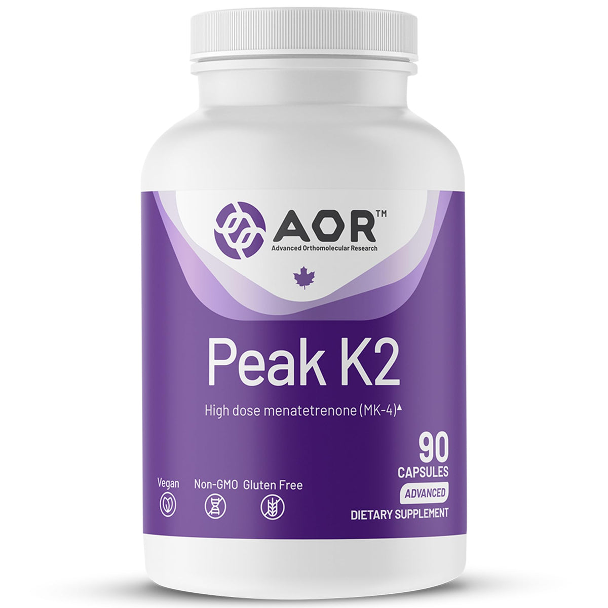AOR Peak K2 Multivitamin 15mg Vitamin K2 MK-4 front view