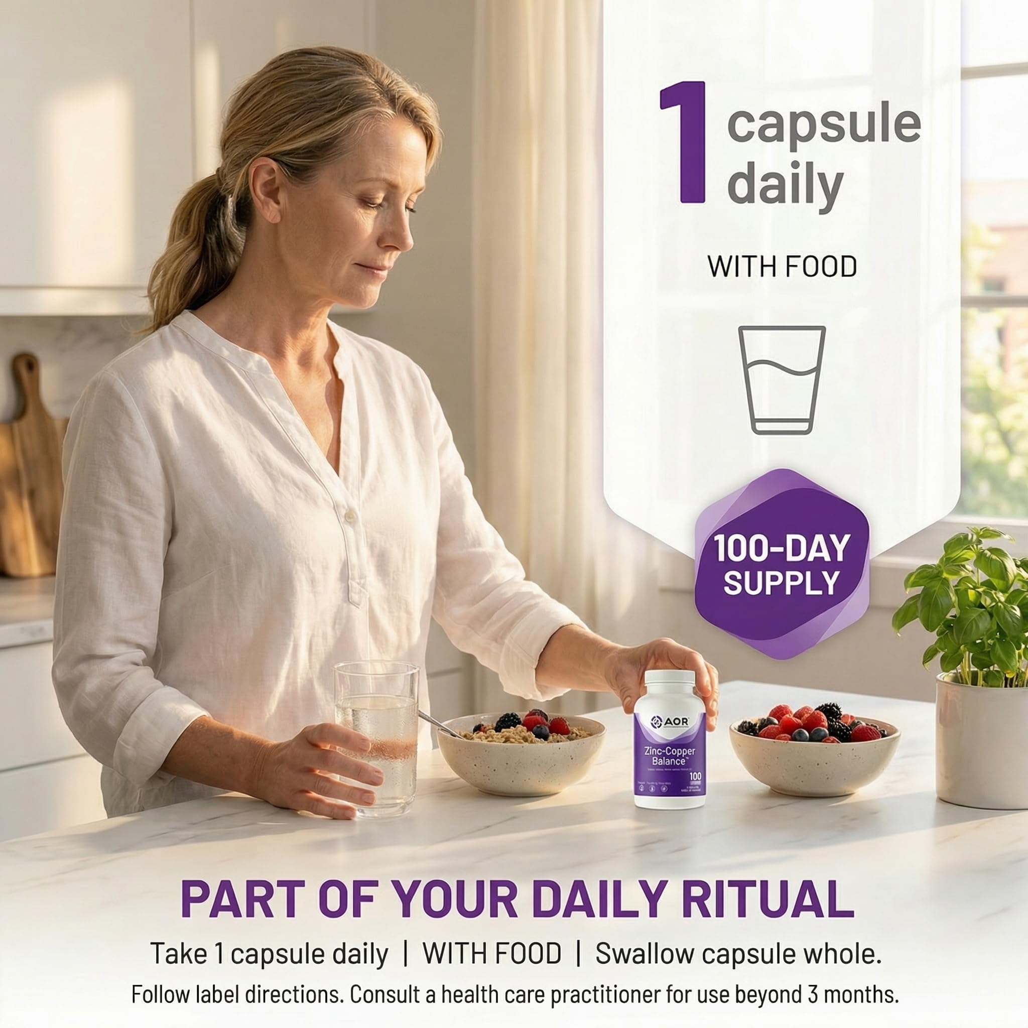AOR Zinc-Copper Balance capsules close-up
