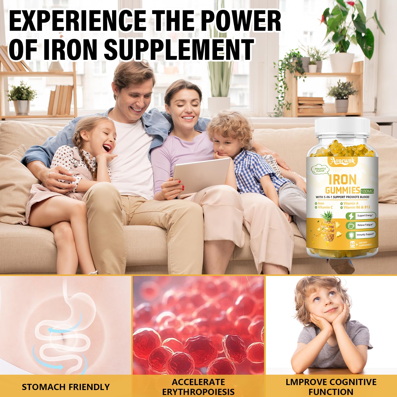 Aouewnk Iron Gummies nutritional information