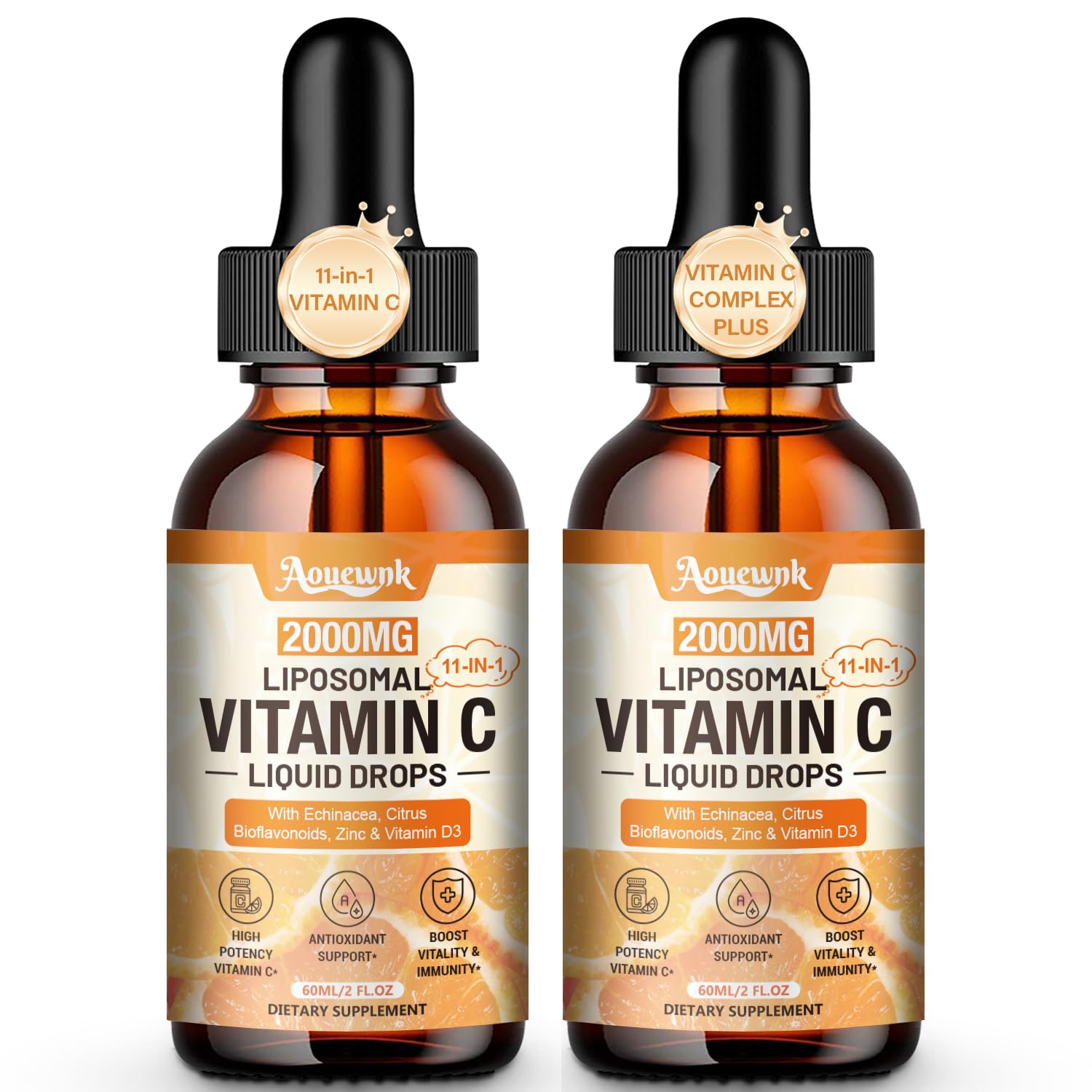 Aouewnk Liposomal Vitamin C Liquid Drops 2000mg bottle front view