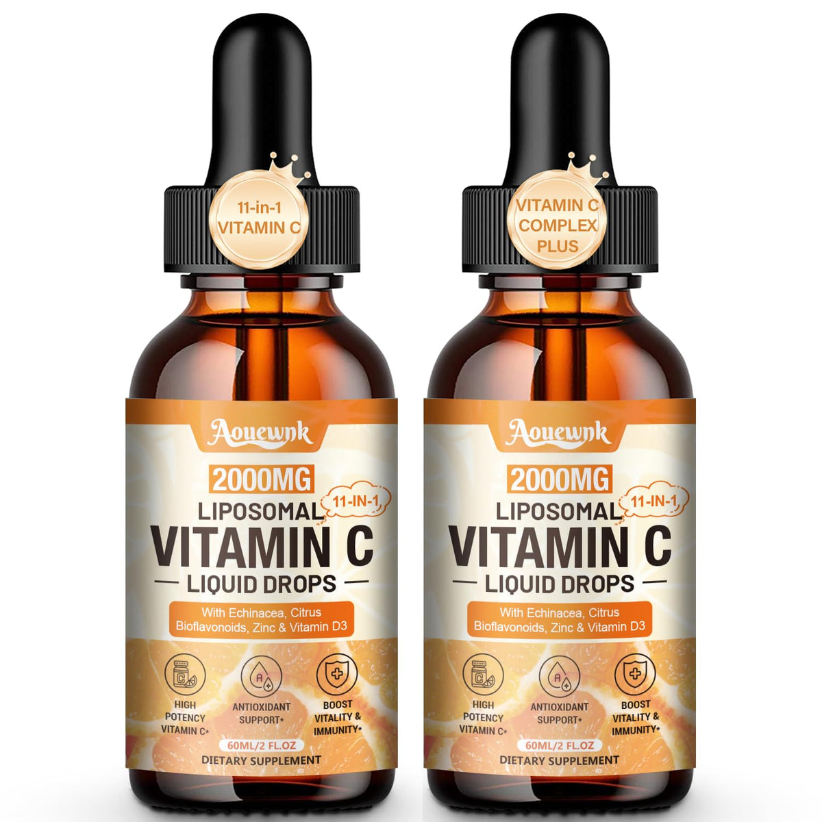 Aouewnk Liposomal Vitamin C Liquid Drops 2000mg bottle front view