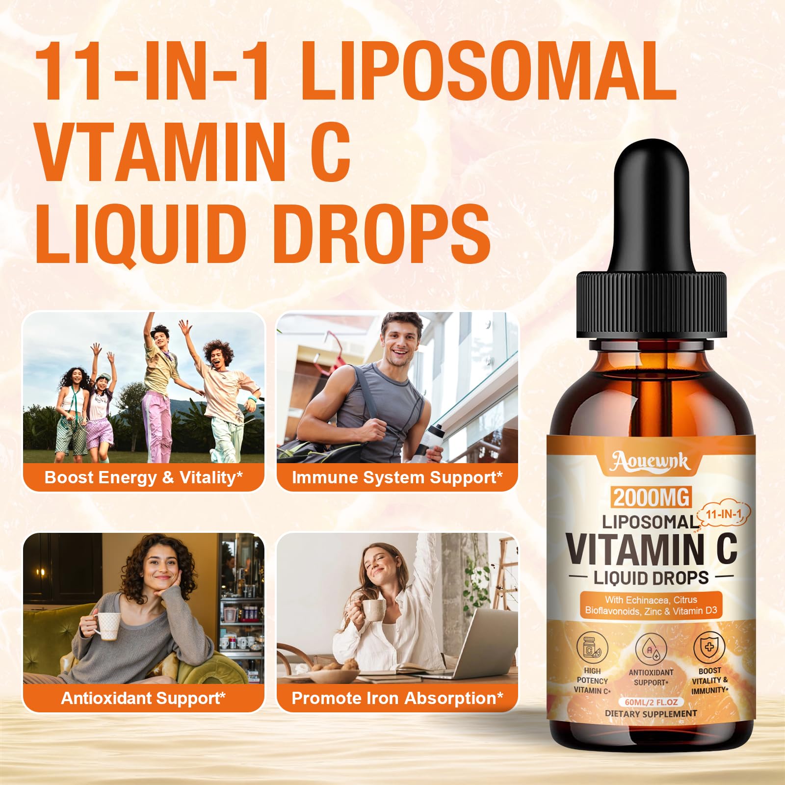 Aouewnk Liposomal Vitamin C Liquid Drops 2000mg packaging