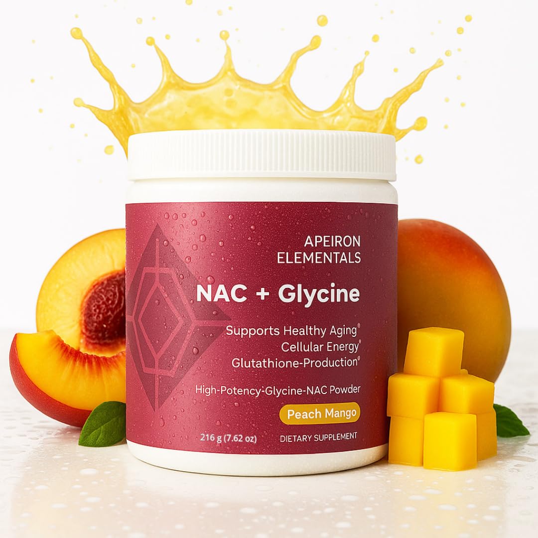 Apeiron Elementals NAC + Glycine Powder Peach Mango mixed in water