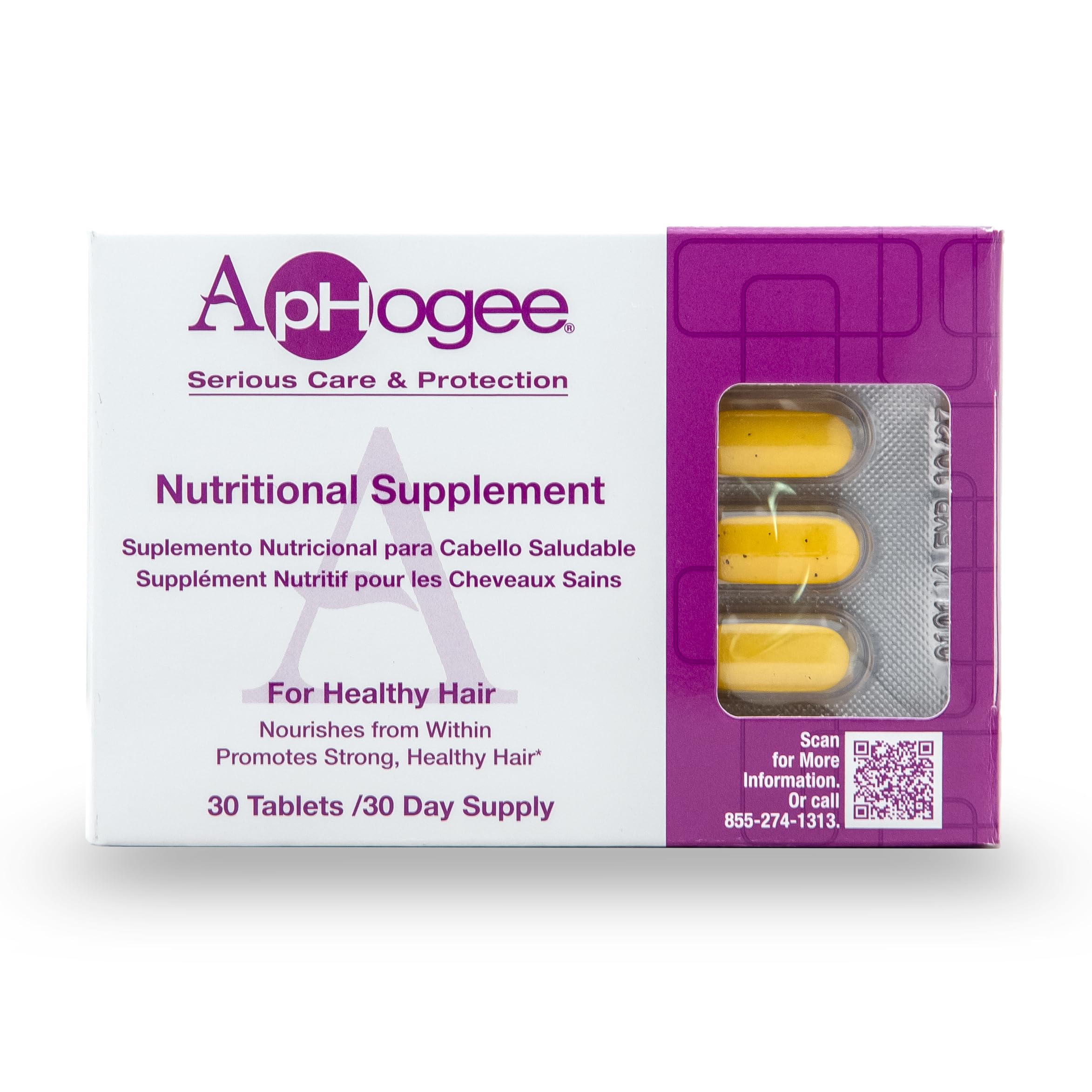 Aphogee Multivitamins for Healthy Hair 30 Tablets front view