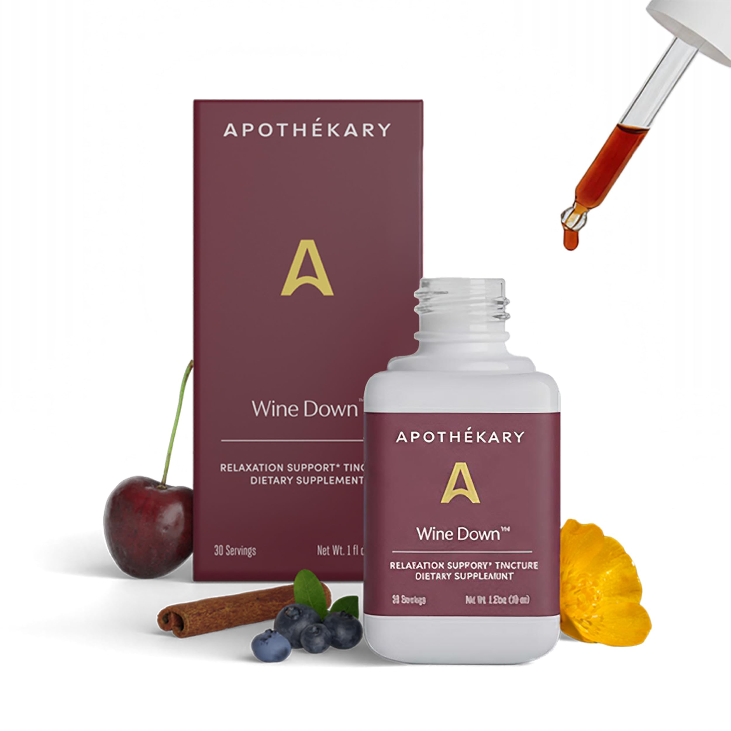 Apothékary Wine Down Herbal Drops 150g front view