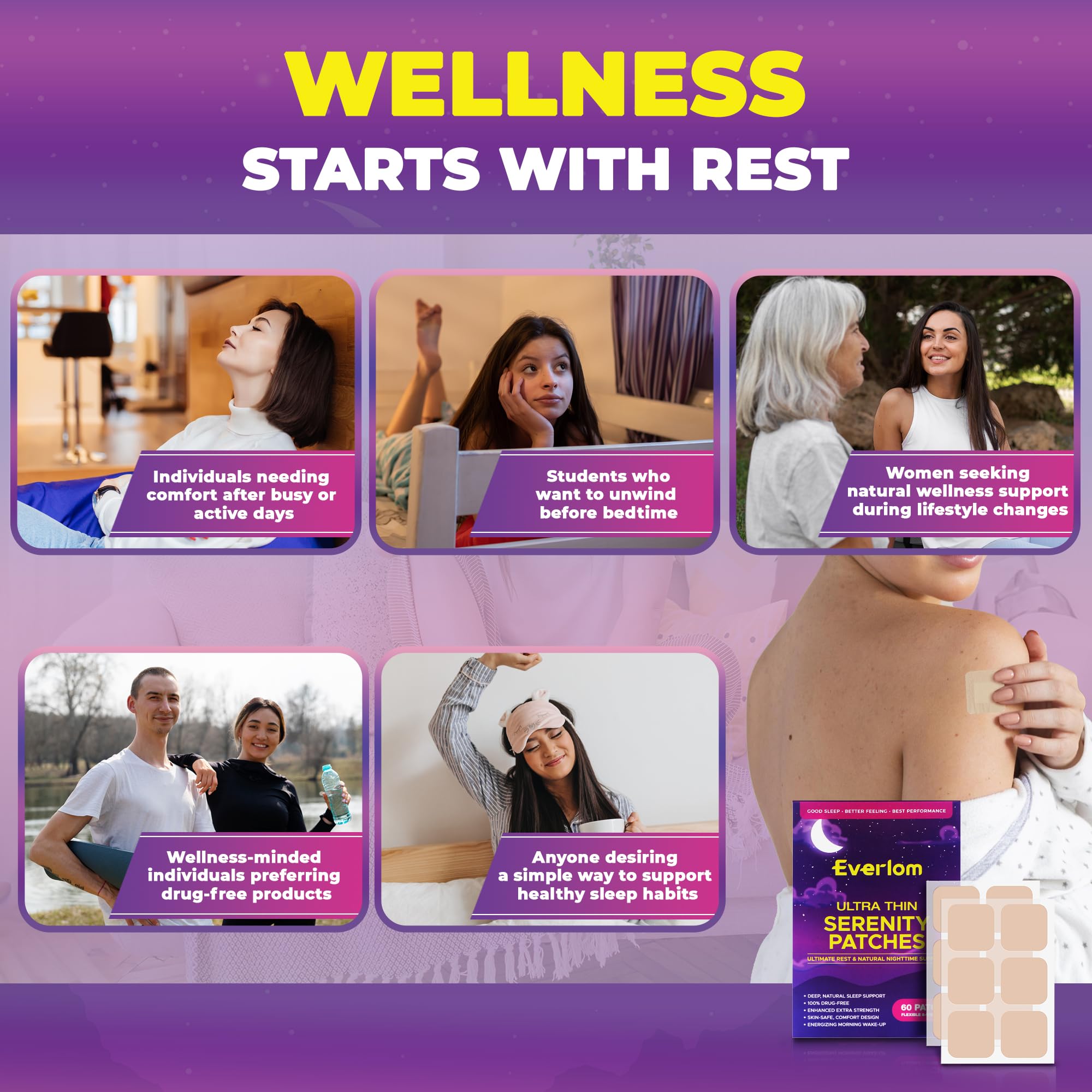 Application of Everlom Sleep Patch on skin