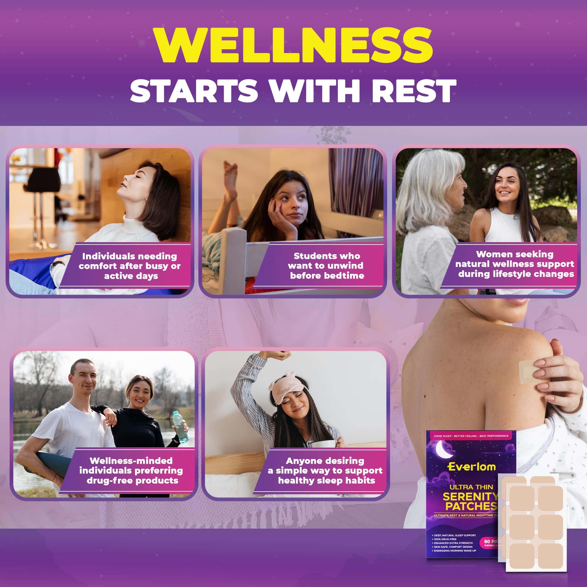 Application of Everlom Sleep Patch on skin