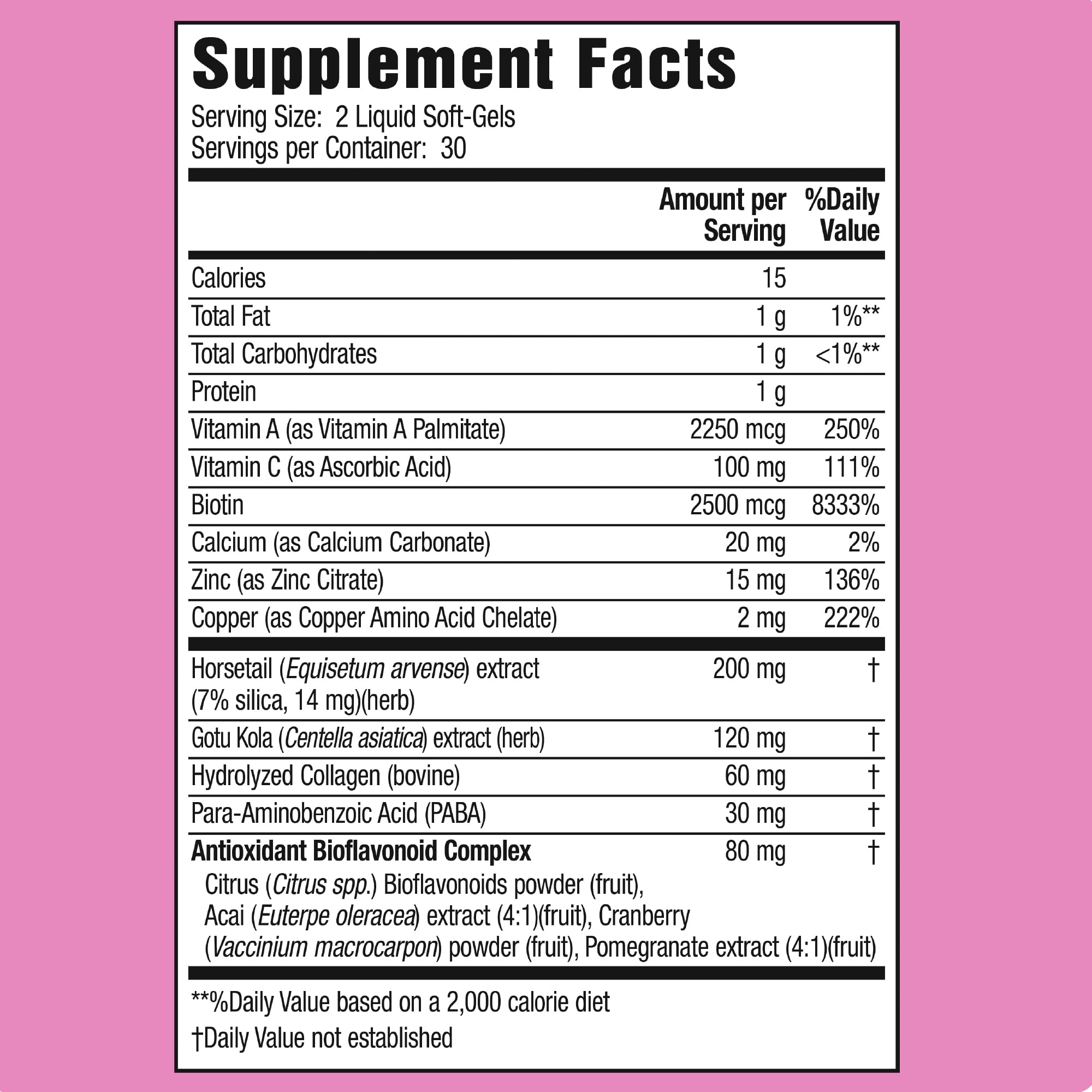 Applied Nutrition Biotin Hair & Nail Support bottle side view