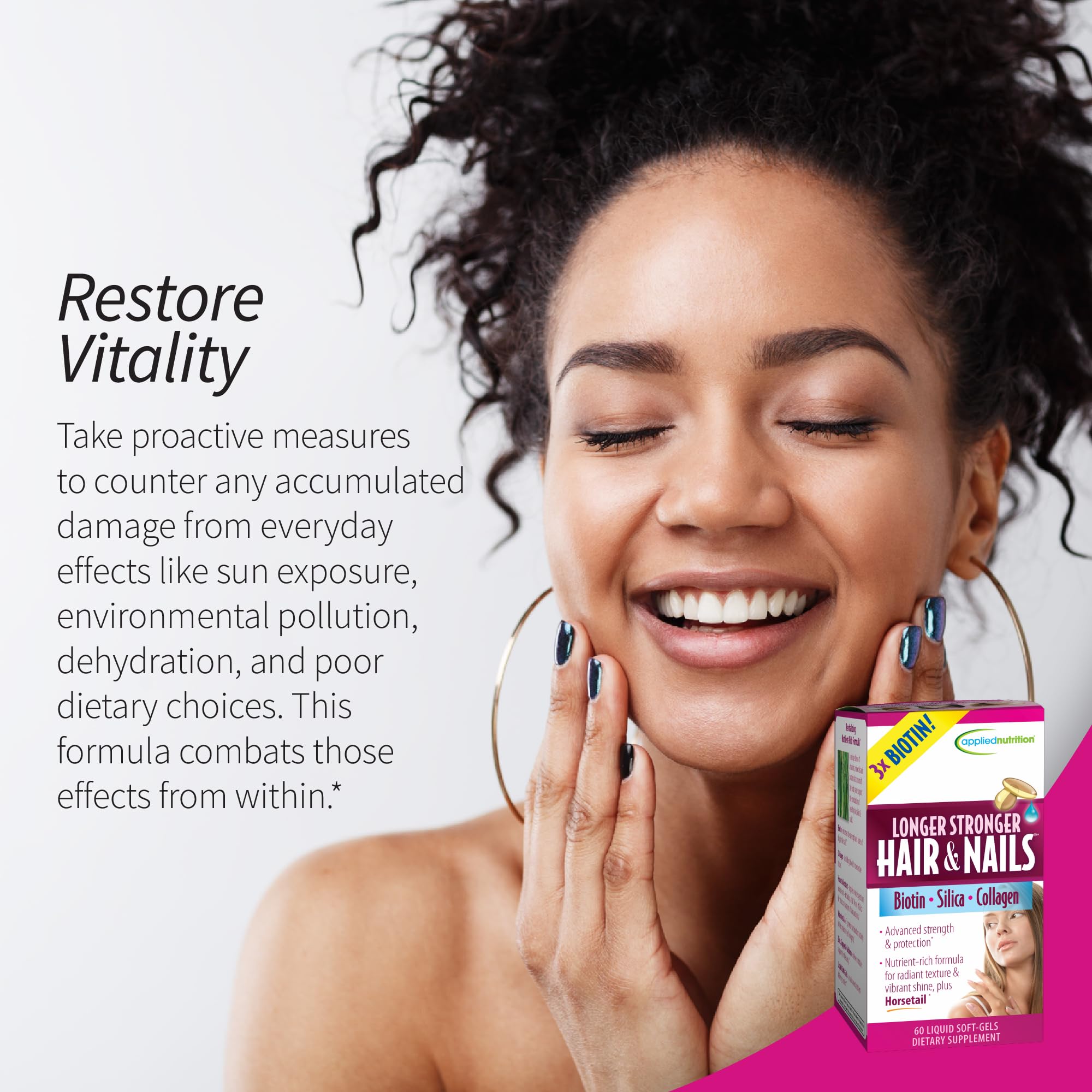 Applied Nutrition Biotin Hair & Nail Support bottle with background