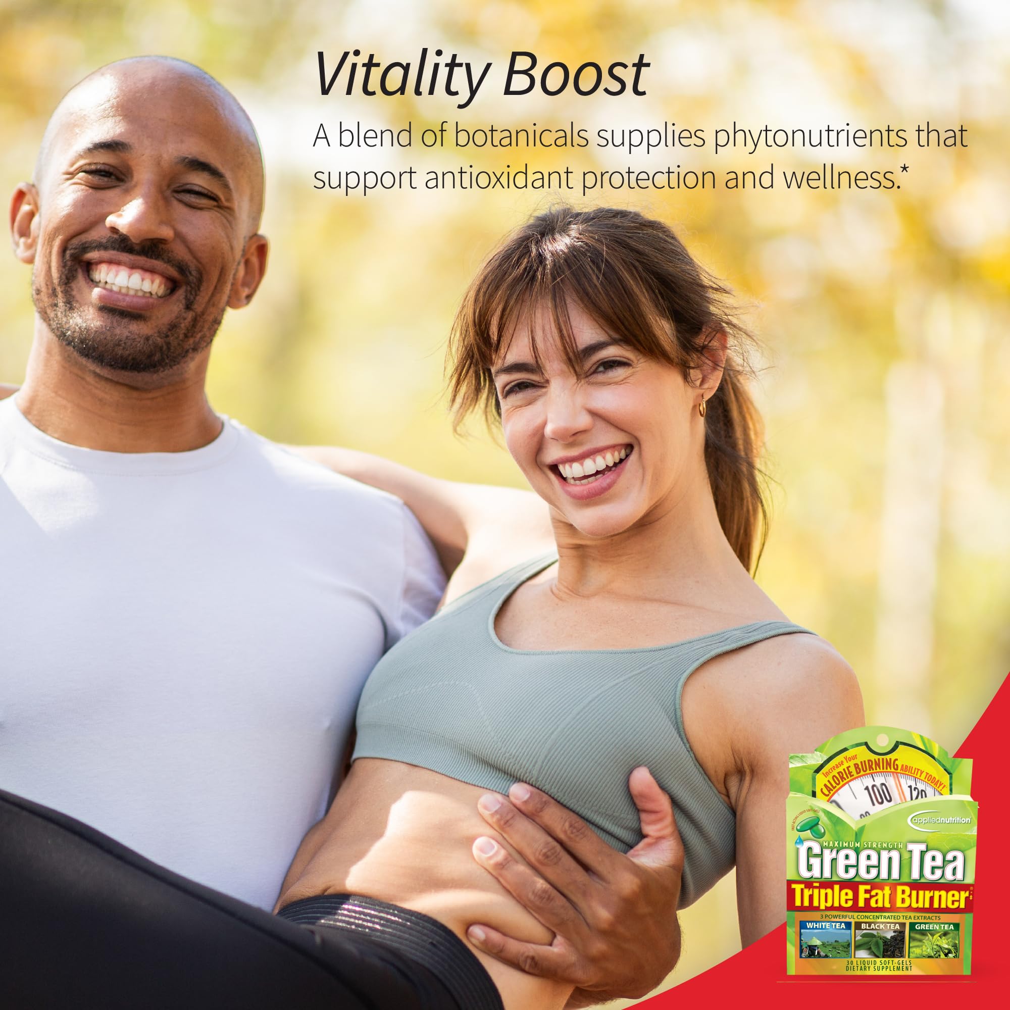 Applied Nutrition Green Tea Fat Burner with a measuring spoon for dosage